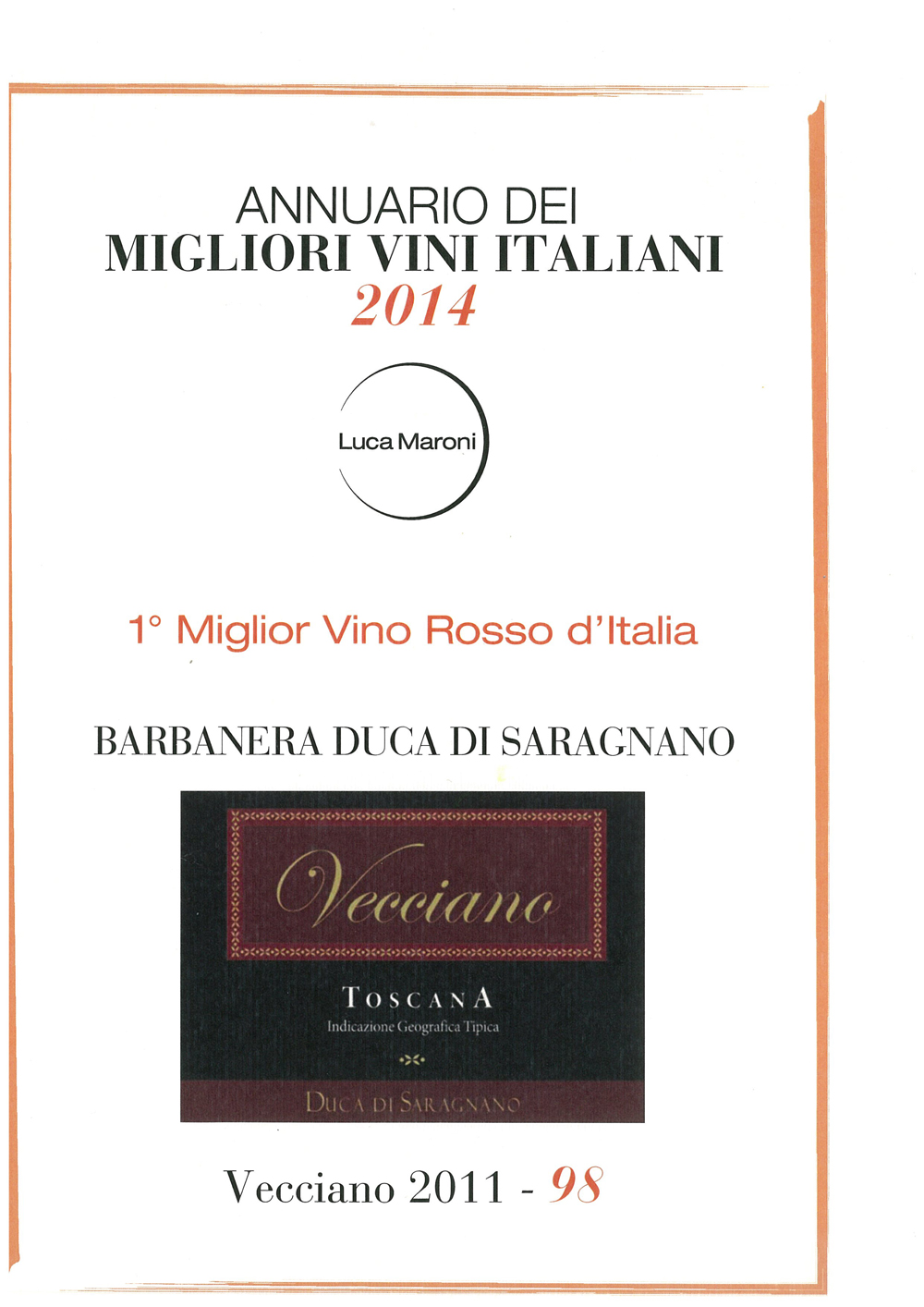 Miglior Vino Rosso d'Italia 2014